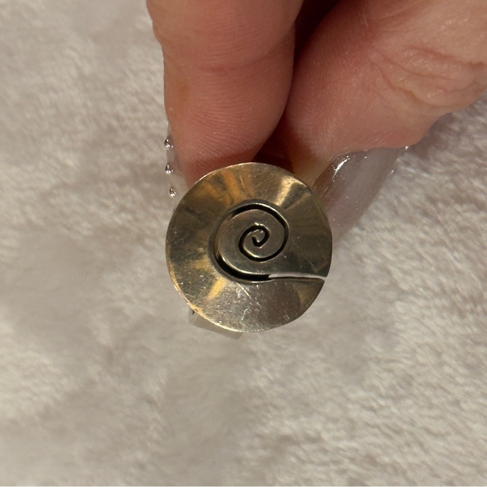Sterling Silver Seashell Cutout Design Wide Band Adjustable Size Ring